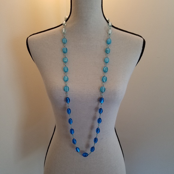 White House Black Market Jewelry - NWOT Blue Ombre Glass Bead Necklace WHBM